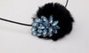Blue Crystal Jeweled Headband with Rabbit Fur