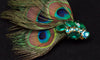 Rhinestone French Barrette with Peacock Feathers